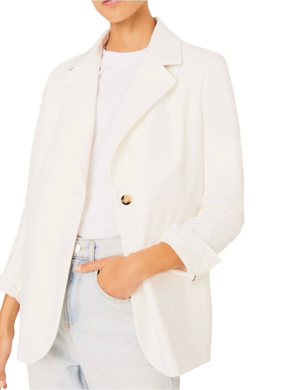 BA&SH Alea Single Button Blazer Size 1/Small Cotton White
